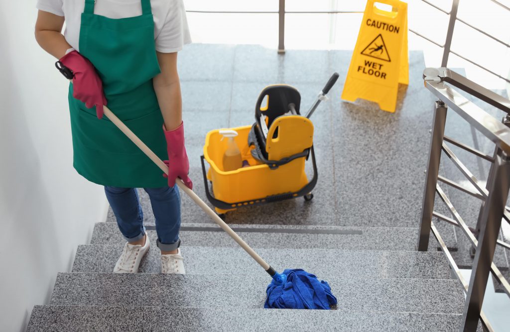 Floor Stairs cleaning with safety